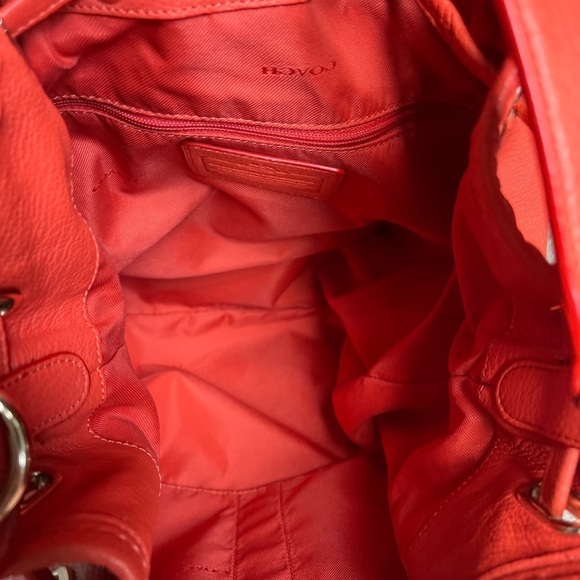 Coach pebbled Leather Turnlock Tie bucket bag purse - Picture 9 of 16